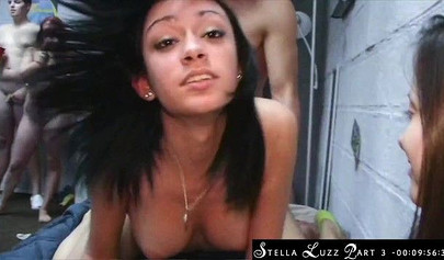 Super horny amateur teens participate in a wild orgy