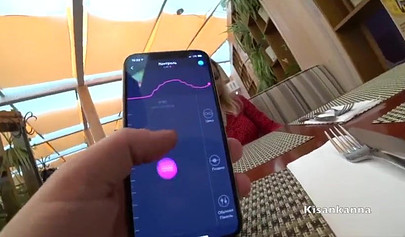 Dressed up blonde teen having an orgasm in the restaurant