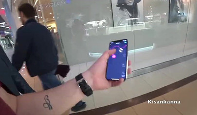 Dressed up blonde teen having an orgasm in the restaurant