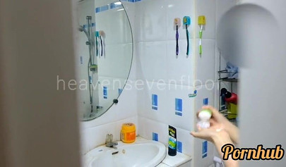 Busty Thai teen gives head and gets banged in the shower