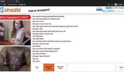 Busty Omegle teen Rachel makes a black dude masturbate while touching herself