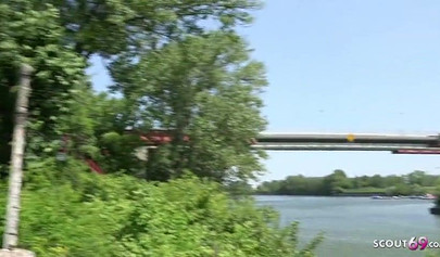 Huge boobed teen Anissa gets her face & fat pussy penetrated by a scout in public