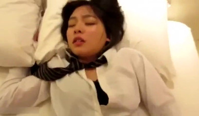 Young Japanese teen gives a sloppy BJ and gets her hairy pussy fucked