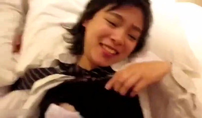 Young Japanese teen gives a sloppy BJ and gets her hairy pussy fucked