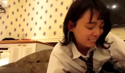 Young Japanese teen gives a sloppy BJ and gets her hairy pussy fucked