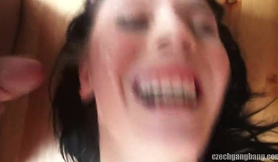 Slutty Czech teens Emylia Argan & Lucianna Karel get gangbanged & creampied