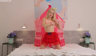 Innocent teenage princess strips down naked and poses