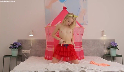 Innocent teenage princess strips down naked and poses