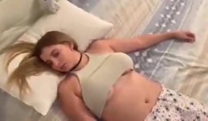 Sleepy teen with massive natural tits fucked in POV