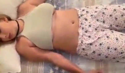 Sleepy teen with massive natural tits fucked in POV