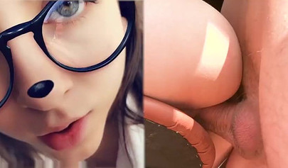 Geeky teen gets her tight pussy rubbed and dicked