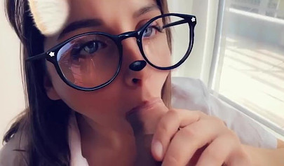 Geeky teen gets her tight pussy rubbed and dicked