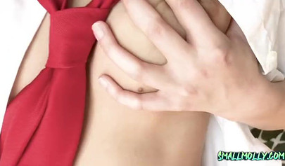 Geeky teen gets her tight pussy rubbed and dicked