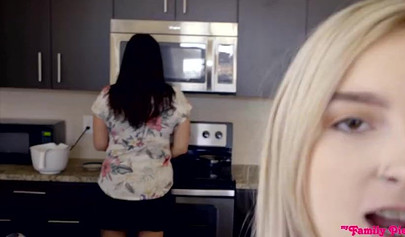 Horny blonde Lexi Lore gets her panties removed and pussy fucked by her stepbro