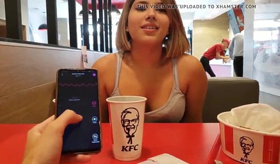 Lusty teen in nylon stockings gets boned in the bathroom of KFC restaurant