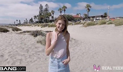 Adorable teen gets picked up in public and fucked deeply