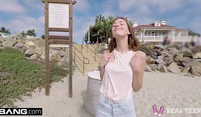 Adorable teen gets picked up in public and fucked deeply