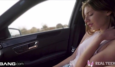 Adorable teen gets picked up in public and fucked deeply