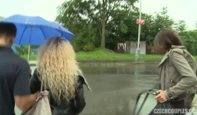 Two cute teens Angel Diamonds & Samantha B blow off a teen boy in public for good cash