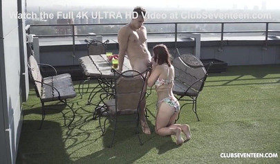 Outdoor blowjob ends with messy pussy licking and banging