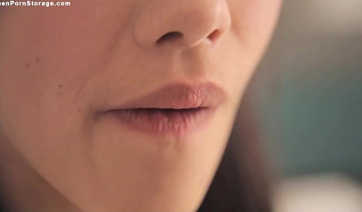 Petite teen skips dinner and goes straight to solo session