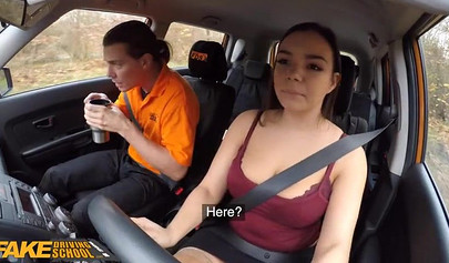 Curvy Sofia Lee bangs the driving instructor to pass exam