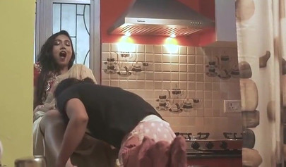 Sexy Indian brunette with perky tits drilled on the table