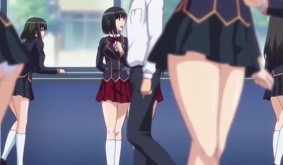 Petite anime hotties get creampied hard in swimsuits in a threesome