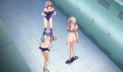 Petite anime hotties get creampied hard in swimsuits in a threesome