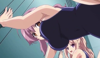 Petite anime hotties get creampied hard in swimsuits in a threesome