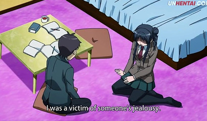 Gorgeous hentai schoolgirl with big tits gets pounded in missionary