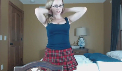 Beautiful blonde teen Brooke Marie giving joi instructions with dildo