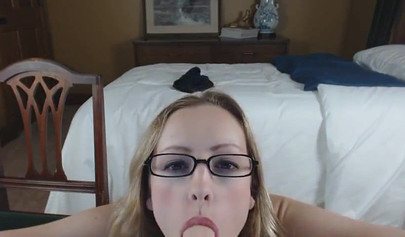 Beautiful blonde teen Brooke Marie giving joi instructions with dildo