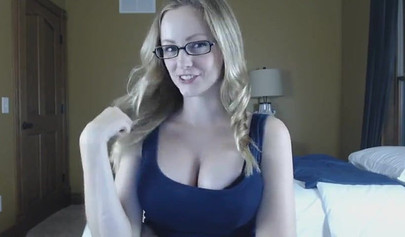 Beautiful blonde teen Brooke Marie giving joi instructions with dildo