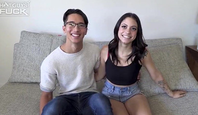 Horny brunette teen gets her big ass stuffed with a big cock