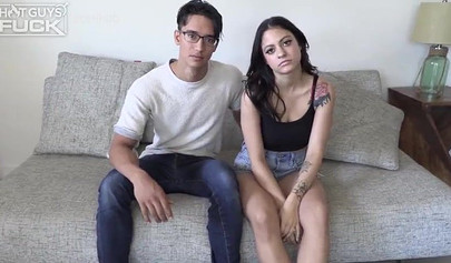 Horny brunette teen gets her big ass stuffed with a big cock