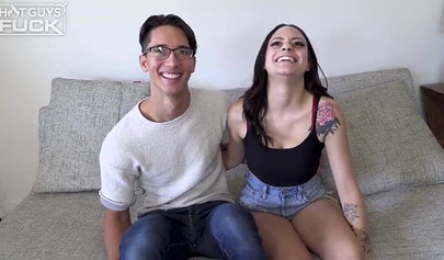 Horny brunette teen gets her big ass stuffed with a big cock