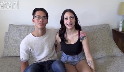 Horny brunette teen gets her big ass stuffed with a big cock