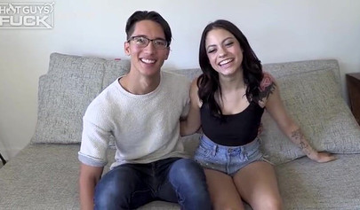 Horny brunette teen gets her big ass stuffed with a big cock