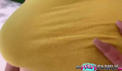 Busty brunette Skylar Vox bangs her horny step brother