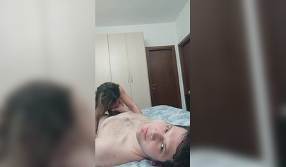 Alluring blonde with small boobs cumming on her lover's cock