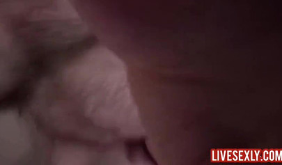 Older man kissing and fucking a petite brunette's cunt