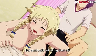 Busty blonde Hentai slut gets her hairy pussy destroyed