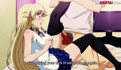 Busty blonde Hentai slut gets her hairy pussy destroyed