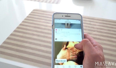 Russian wife in stockings screwing her hubby in a kitchen