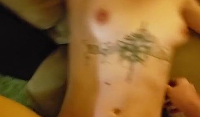 Tattooed blonde fooling around with her stepbrother pov