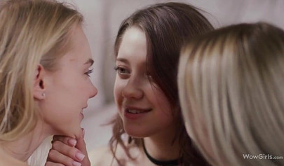 Nancy A and her skinny lesbian friends in all-girl threesome