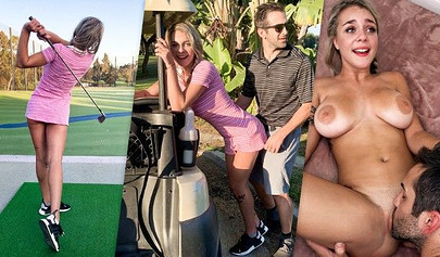 Busty bombshell Gabbie Carter fucked after playing golf