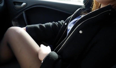 Brunette teen in sports clothing fucking her boyfriend in public