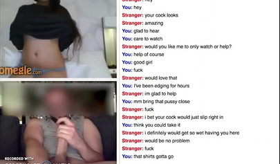Young chick giving a handjob and masturbating on Omegle chat
